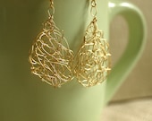 Dew Drops - Golden Wire Wrapped Earrings