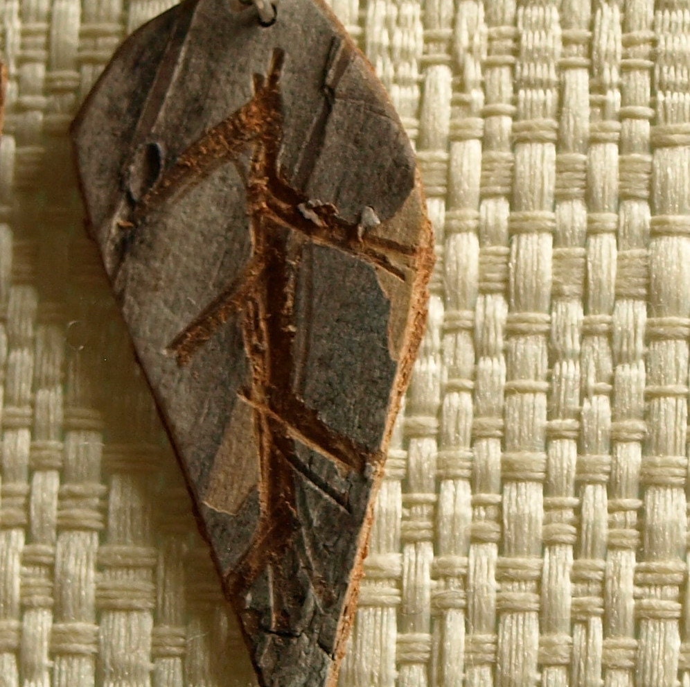 Mini Birch Bark Leaf Earrings