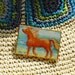 Sea Horse Pin, hand painted enamel on wood, mini art, aqua, ocean, sand, waves, wind, beach, free shipping