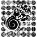 Black and White Whimsical Flowery Swirls Digital Collage Sheet - 1 INCH ROUND CIRCLES