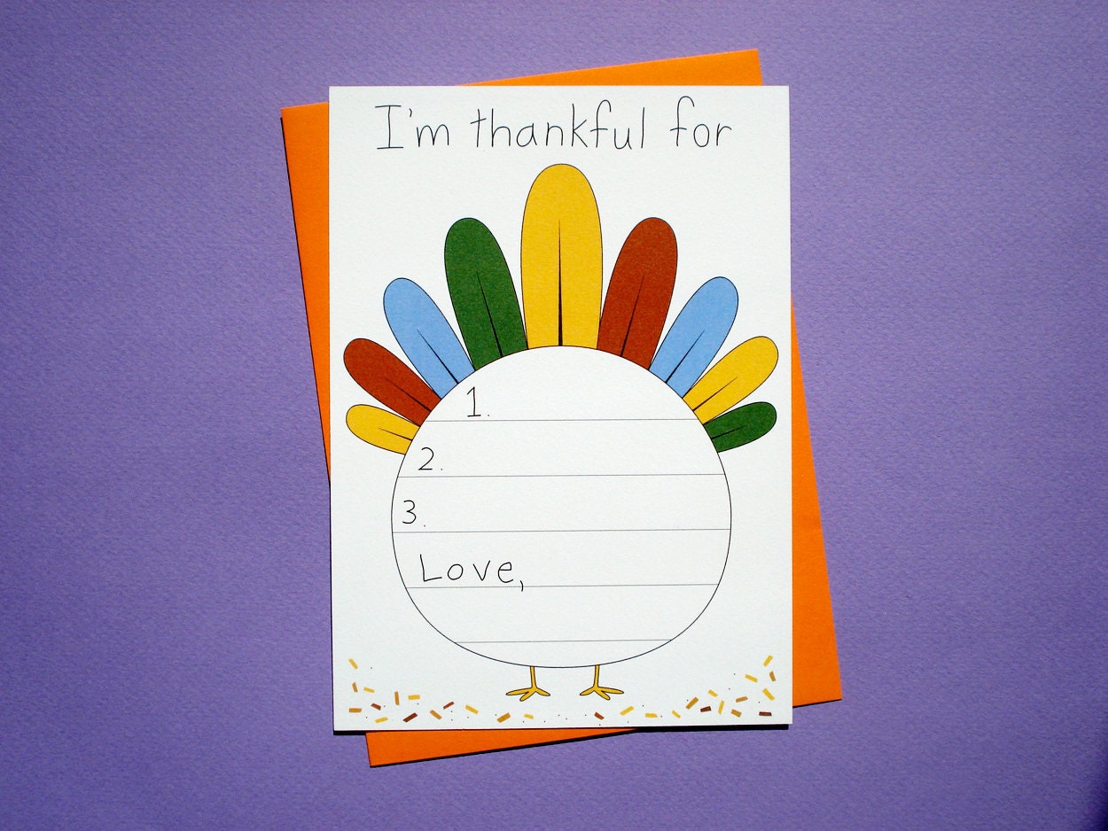 Thanksgiving I Am Thankful For - Fill-In Thank You Card