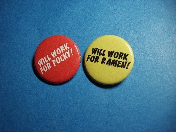 Craving Pocky and Ramen Pinback Button Set