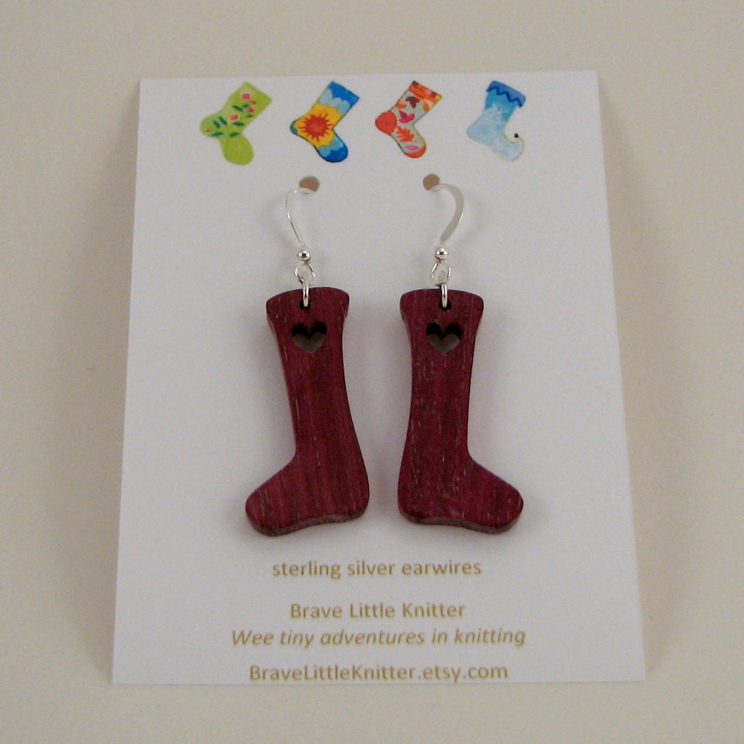 Wee Tiny Sock Love Earrings - Purple