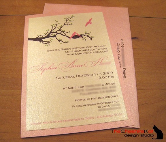 Building a Nest - Adorable and Elegant Baby Shower Invitation - Customizable Color and Text