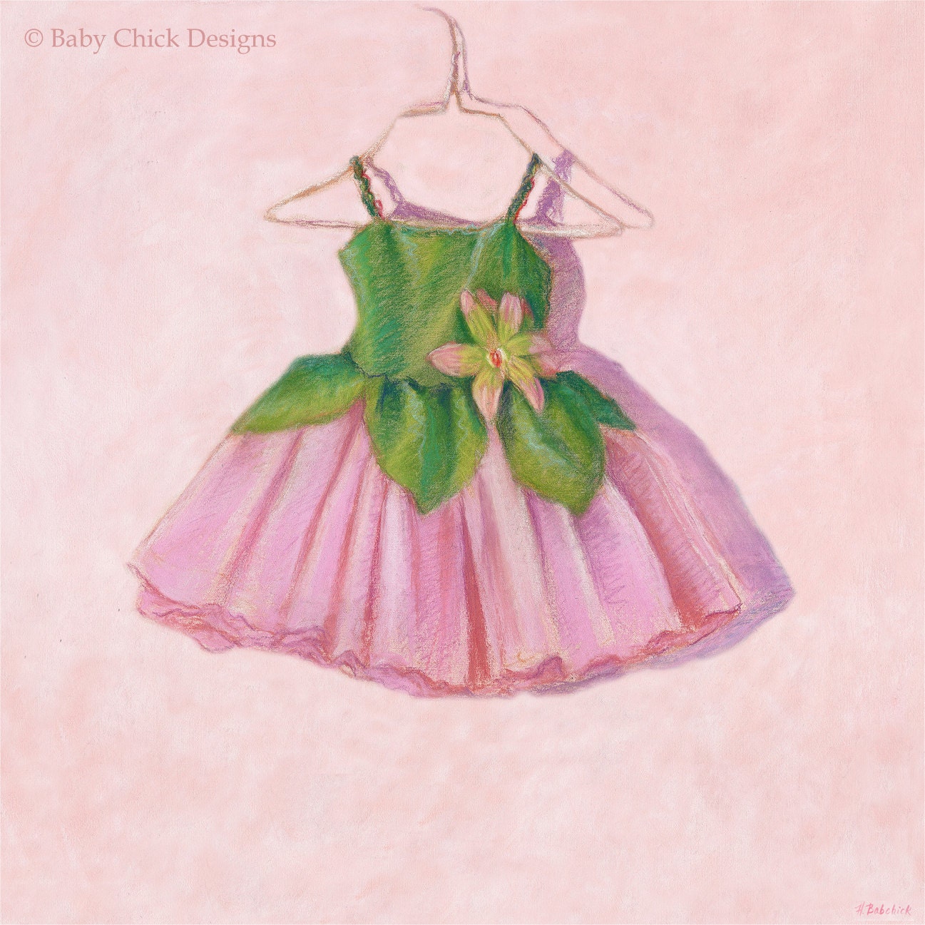 Garden Ballerina Tutu Dress Fine Art Print 12x12 Baby Nursery Children Kids FREE PERSONALIZATION