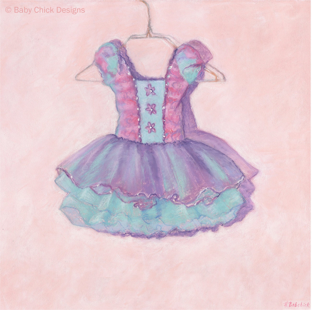 Purple Ballerina Tutu Dress Fine Art Print 12x12 Baby Nursery Children Kids FREE PERSONALIZATION