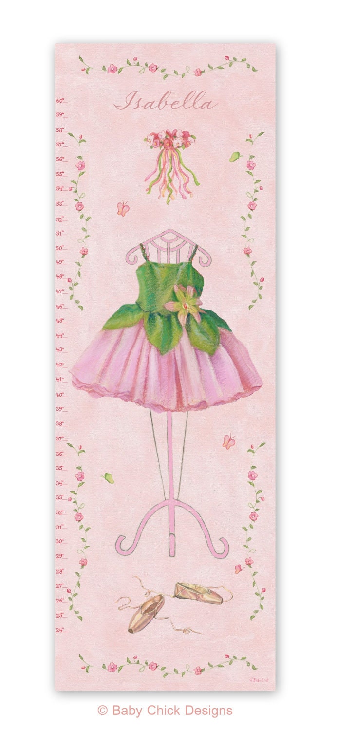 Ballerina Tutu Growth Chart, Canvas Growth Chart, Childrens Growth Chart, Personalized Growth Chart, Wall Growth Chart