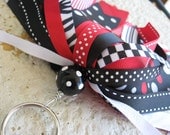 ribbon tassel bead key chain red and black UGA