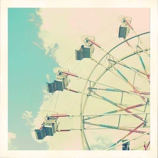 Shabby Chic Ferris Wheel Photograph - Up Up and Away 9x9 - pastel pink mint carnival Nursery Decor print