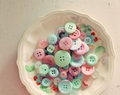 Bowl of Buttons Shabby Chic 9x9 Photograph - sewing craft room pastel pink mint print photography