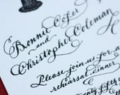 Letterpress Calligraphy Wedding Rehearsal Invitations Love No. 053 BBQ or not