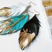 Feather Earrings - Leather Feather Jewelry - Dipped in Gold - Ivory White Leather