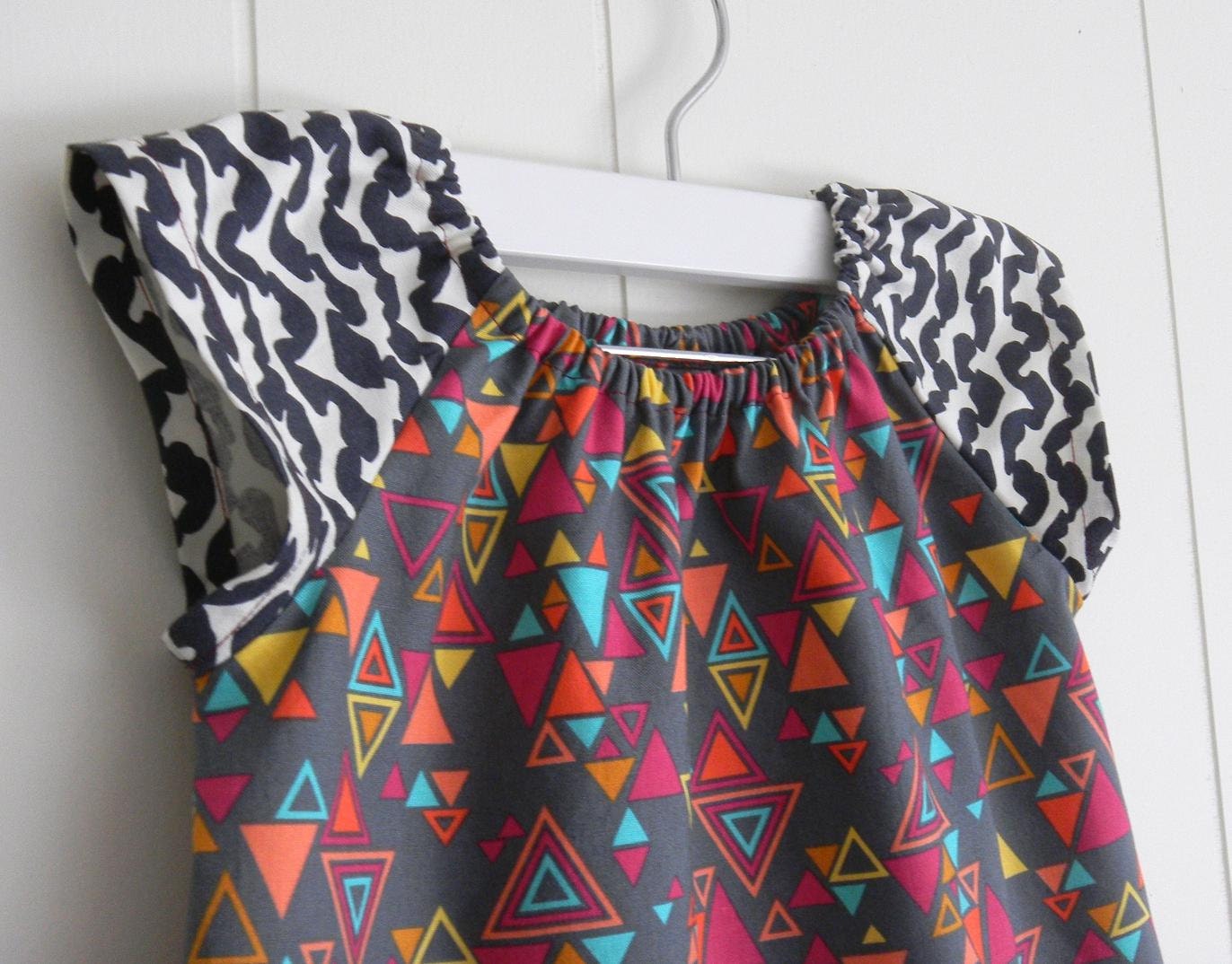 Edgy Modern Girls Tunic / Colorful Triangles / Zebra Stripes  / 6 Months, 12 Months, 2t, 3t, 4t, 5t, 6y  by PerryFinalia