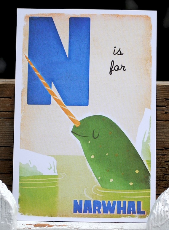 N is for Narwhal - 4x6