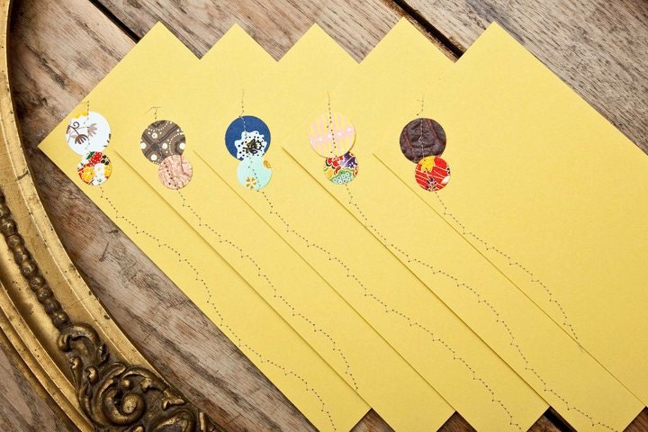 sewn stationery / set of five flat notes and envelopes / circles / custom made to order