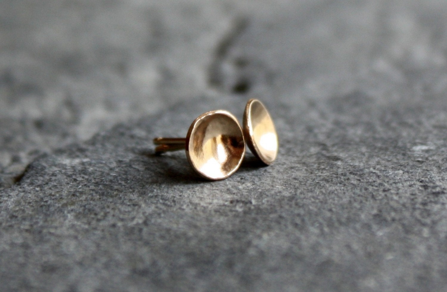 Solid 14K recycled yellow gold stud earrings - the teensy cups