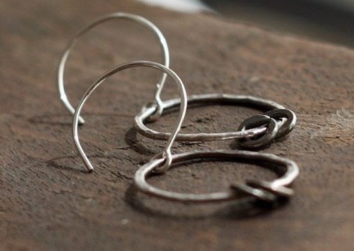 recycled silver oval link earrings- the orbit