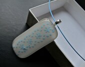 Hand-Painted Blue Gray Modern Fused Glass Choker FREE SHIPPING