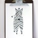 Zeek Zebra Illustration - Safari Collection, Nursery Art, Kids Wall Art - Free US Shipping