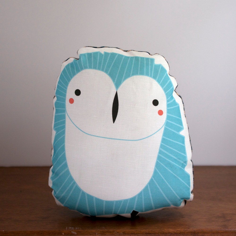 Blue Owl Pillow Nursery Decor, Home Decor handmade stuffed toy owl pillow owl plush