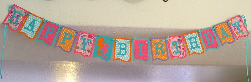 Girly Under the Sea HAPPY BIRTHDAY Banner, Garland, party, decoration
