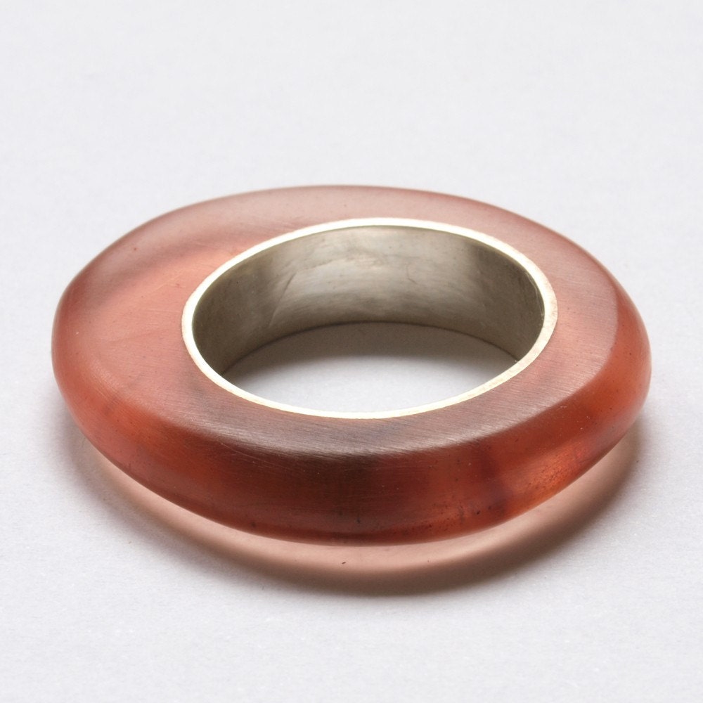 strawberry resin sterling silver ring