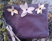 genuine leather garden wristlet bag