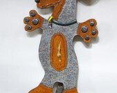 Short Haired Pewter Grey and Amber Dachshund Clock Item C1035