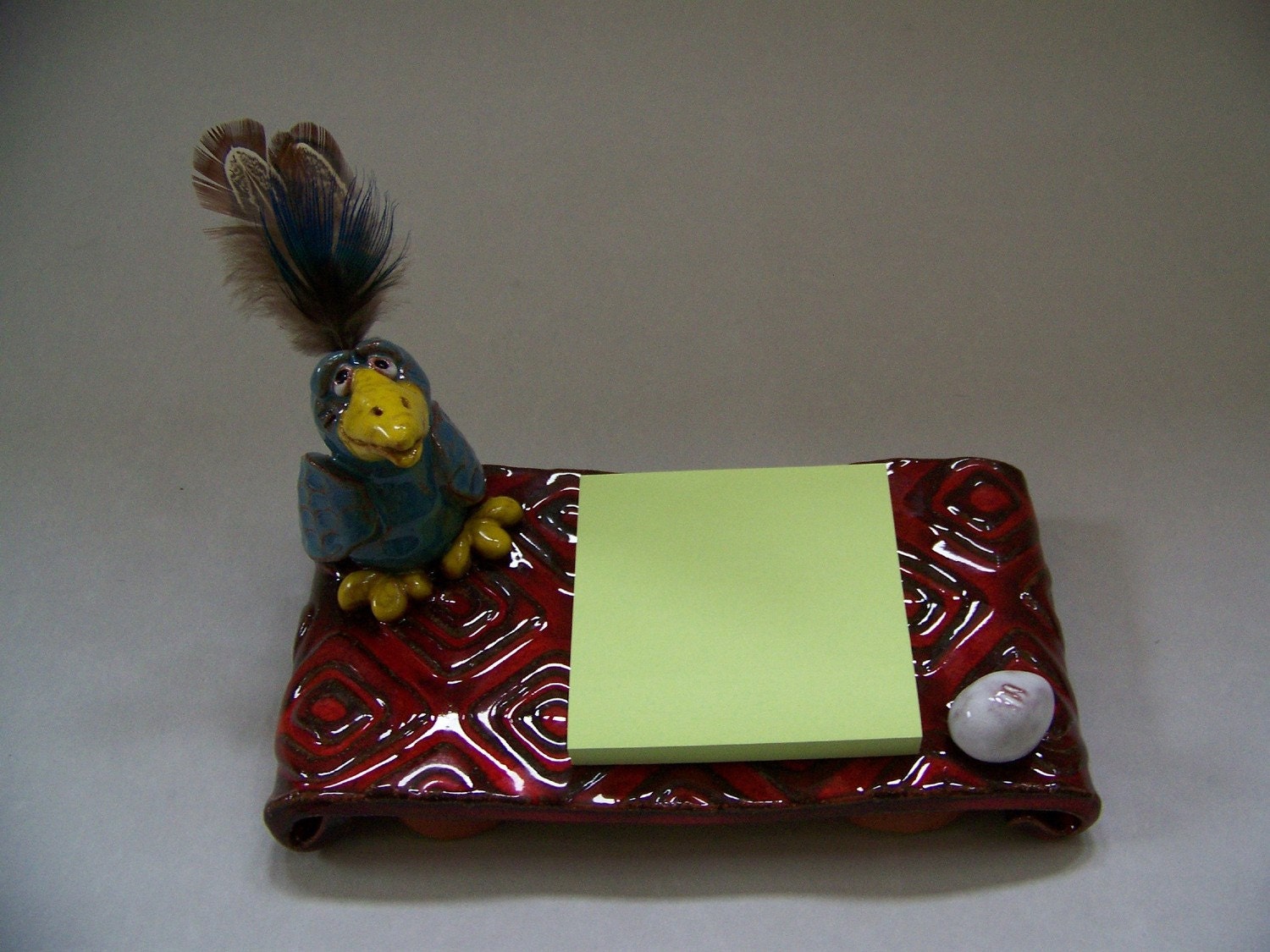 Blue Bird on Red Base Card / Post-it Note Holder 1009
