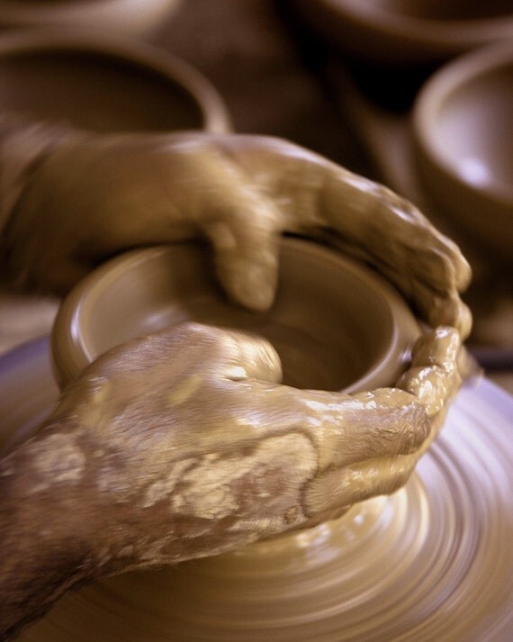 Photograph Brown Clay Pottery Bowls - 4x6