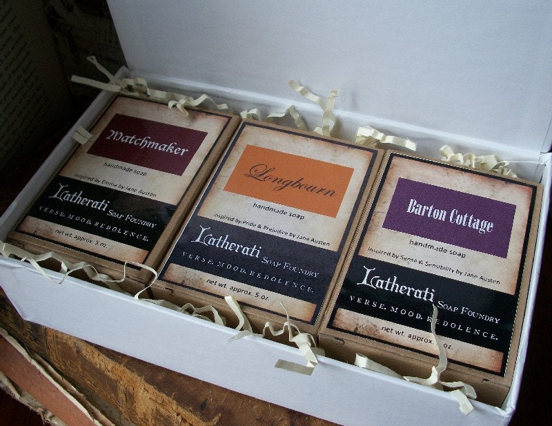 Jane Austen Collection, three bars of handmade soap