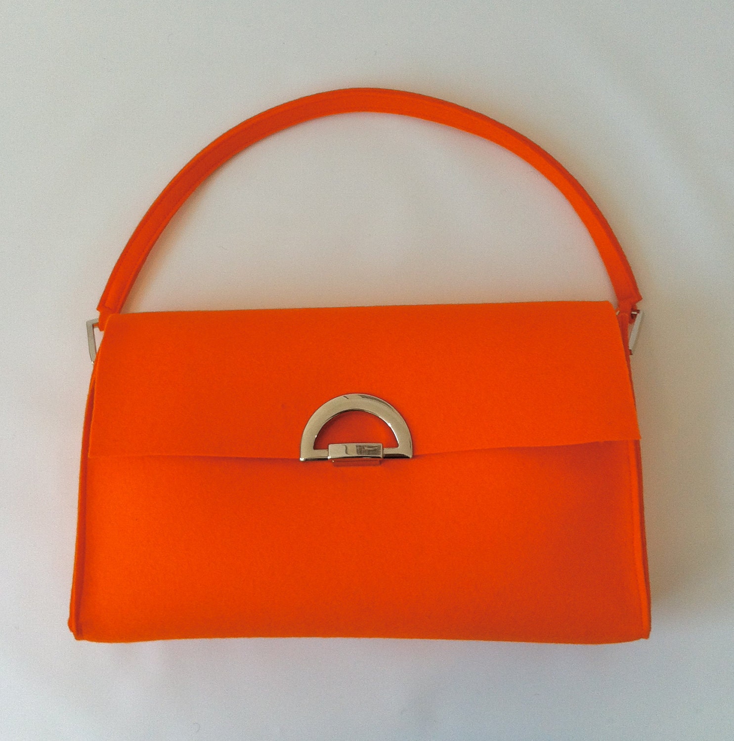 Orange Felt Handbag with Clasp