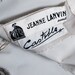 Reserved for Crawford 1950's Vintage Jeanne Lanvin Paris Haute-Couture Designer Cappuccino Chantilly-Lace and Ivory-White Tulle Scalloped Low-Cut Plunge Rose-Floral Applique Ballerina-Cupcake Princess Circle-Skirt Formal Wedding Evening Gown Dress