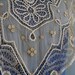 1920's Antique Vintage Elegant Periwinkle-Blue Silk Crepe-Chiffon Couture Ivory-White Embroidered Mixed-Lace Bib Collar French Flapper Drop-Waist Deco Wedding Party Cocktail Dress and Scarf
