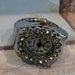 Silver Finger Watch Ring with White face and Rhinestones
