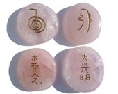 Reiki Stones engraved with symbols on Rose Quartz crystals