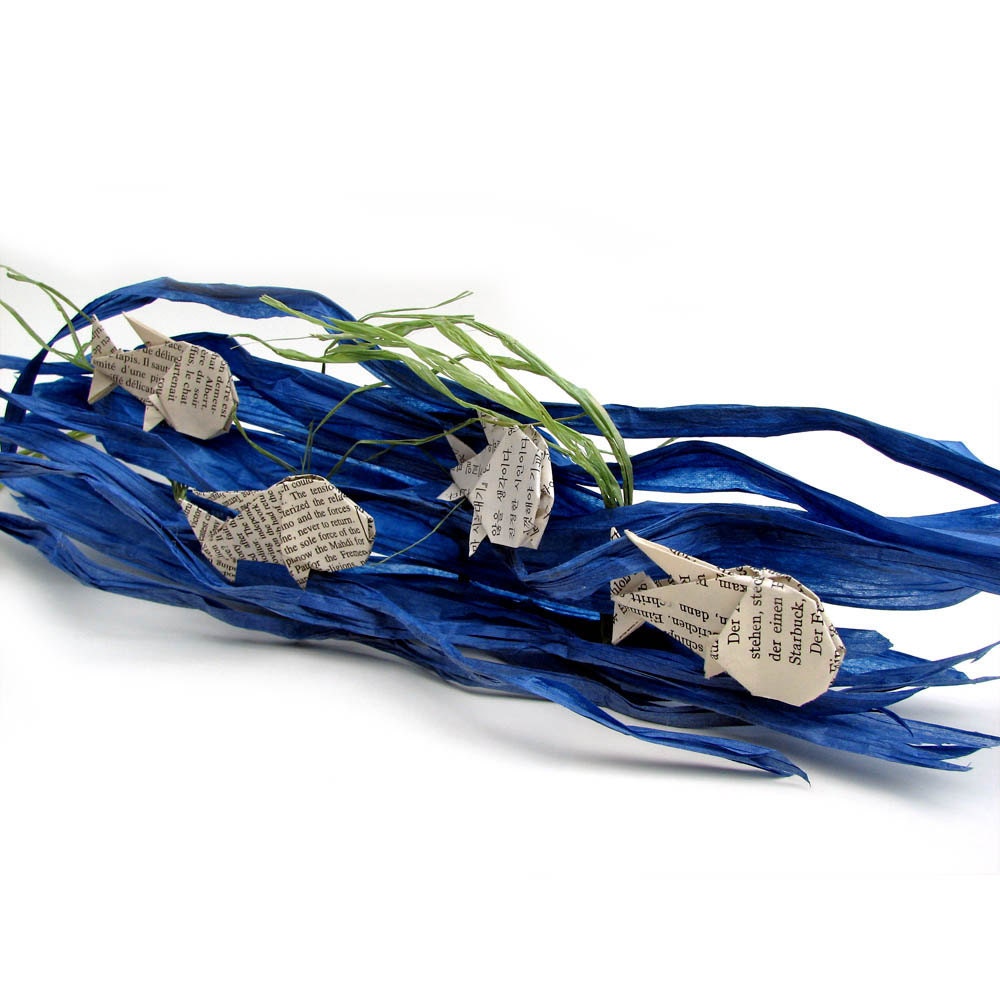 In Honor of Douglas Adams and Hitchiker's Guide... One of a Kind Origami Babelfish Ornament Mk II by PaperDisciple