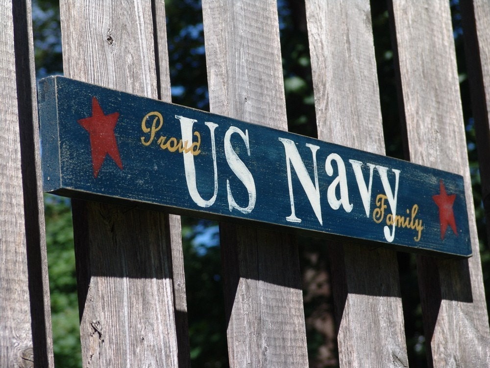 Proud US Navy Family - Hand Painted Wood Sign
