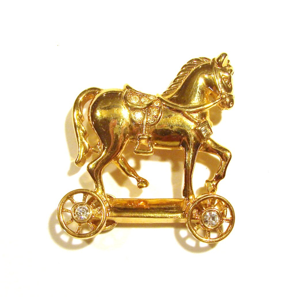 Horse On Wheels Brooch - Avon Smithsonian - SALE
