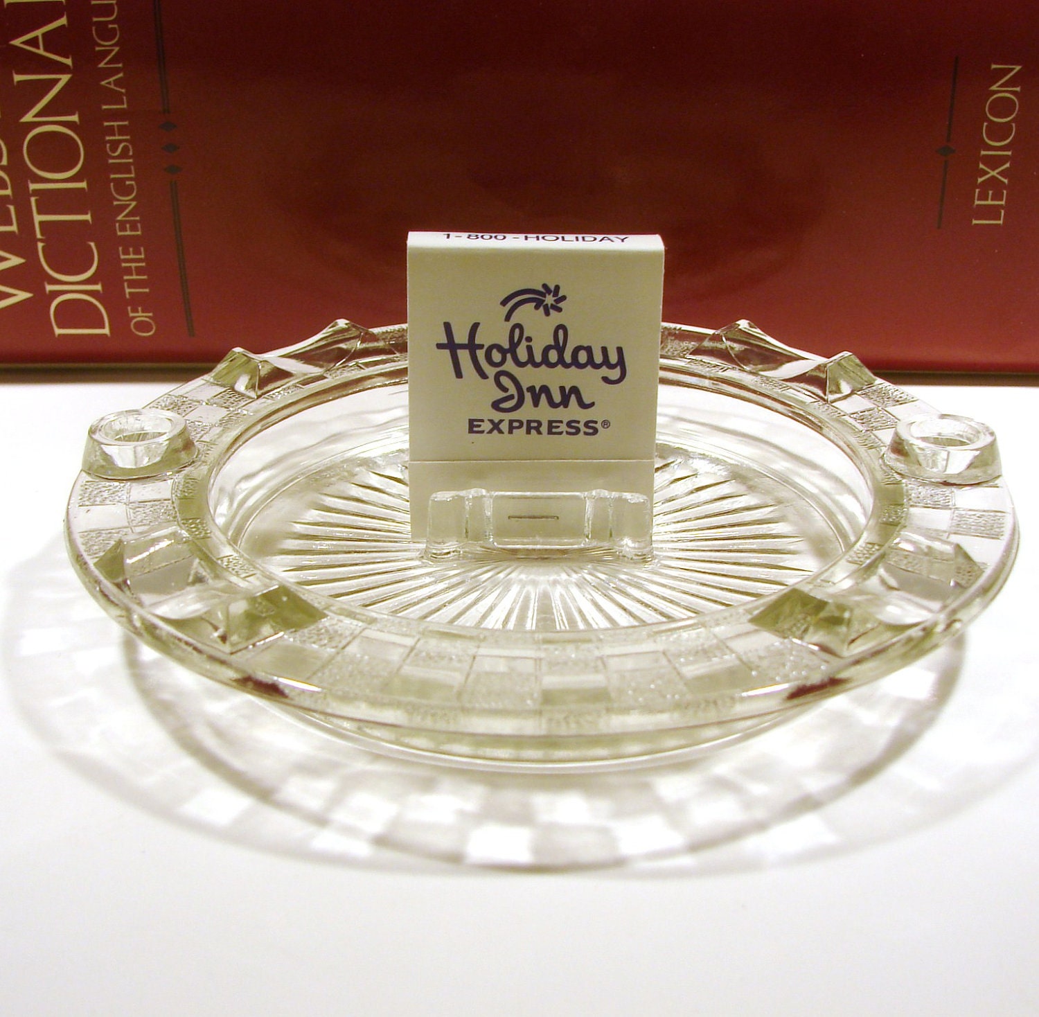 Checkerboard depression glass ashtray