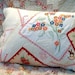 Up-cycled Vintage Linen Pillowcase Pillow - pink/red/blue/green - Kate Corbett