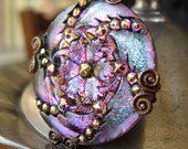 Mardi Gras - Emerald purple glass necklace - Elysia