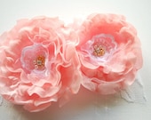Pale pink peach roses-Set of 2 romantic flowers-Corsage,brooch,fascinator,shoe clips,sash-Weddings accessories hair Bride,bridesmaids