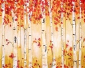 Autumn Aspen Triptych Commission by Kristen Dougherty