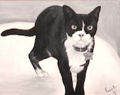 Black and White Custom Pet Portrait 11 x 14 by Kristen Dougherty