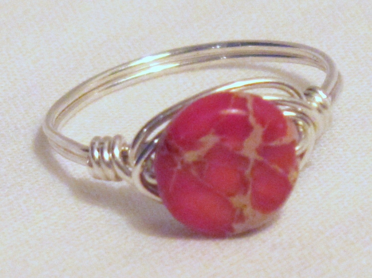 Pink Jasper Wire Wrapped Ring