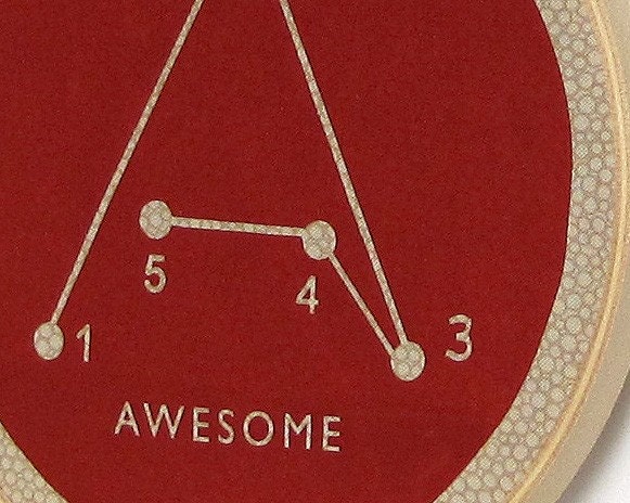 Awesome Typography Embroidery Hoop Art - Connect the Dots, Alphabet Puzzle, Geometric Screenprint - Red, Tan, Beige, Khaki (HAW1)
