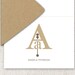 Monogram Typography Alphabet Personalized Stationery - Fathers Day, Tan, Taupe, Beige, Khaki - Choose Your Color (Set of 8)