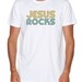 Jesus Rocks, Men's Christian T shirt, cotton, birthday gift, presents, unique, shirt, tee, gray, green