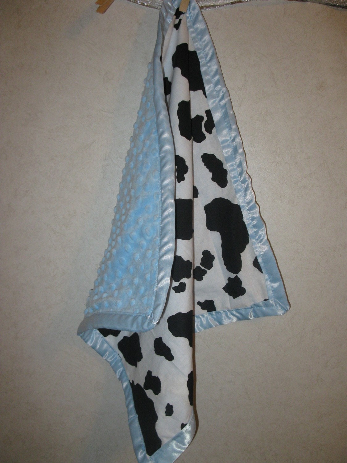 Cow Minky Satin Ruffle Lovey Toy Security Blanket 18x18